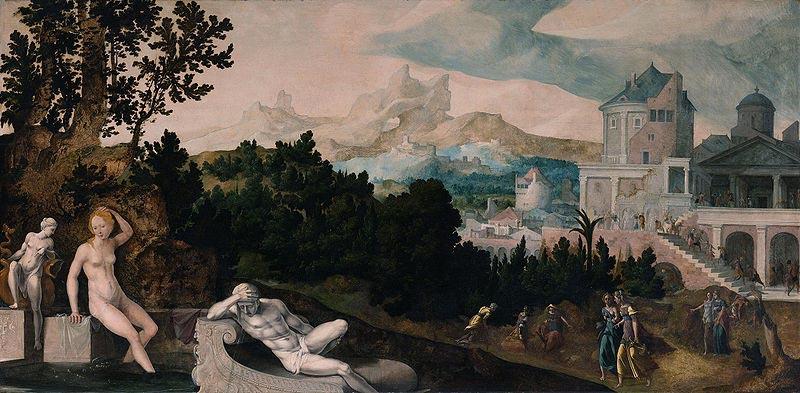 Jan van Scorel Landscape with Bathsheba oil painting image